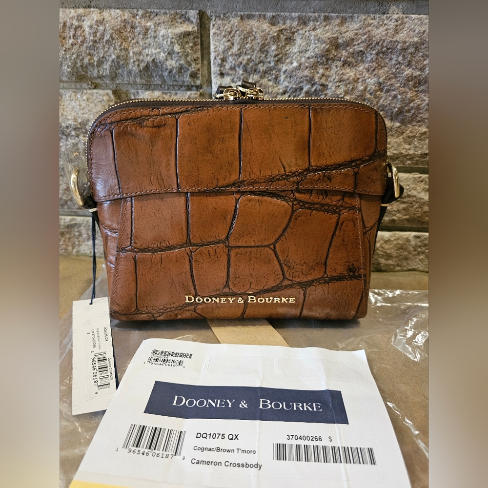 Dooney & Bourke Cognac Cameron Croc-Embossed Messenger Bag